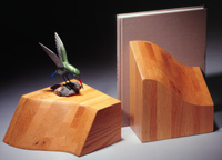 bird on wood block