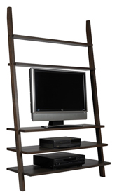 leaning TV bookcase